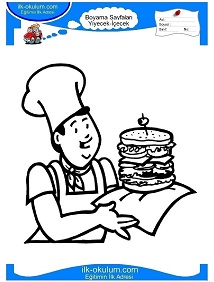 Çocuklar İçin Sandwich Boyama Sayfaları 
